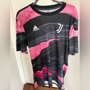 Adidas Black and Pink Wave Pattern Tee